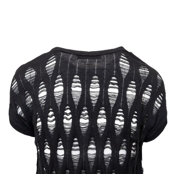 Pre Loved Alexander Mcqueen Vintage Distressed Knit Short Sleeve Pullover Women - Picture 4 of 6